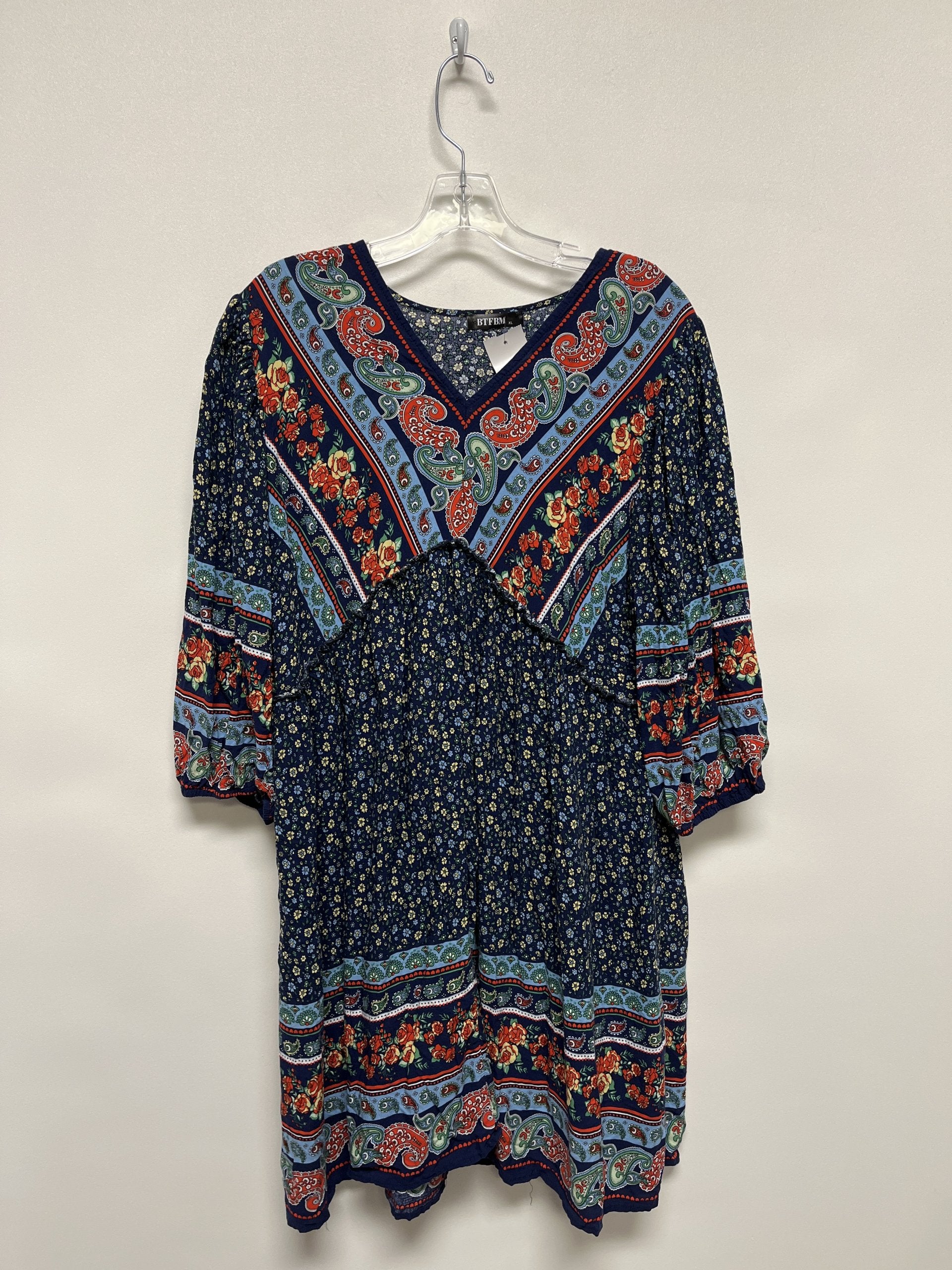 BTFBM Dress Blue & Red Floral XL – Flawless Consignment Boutique