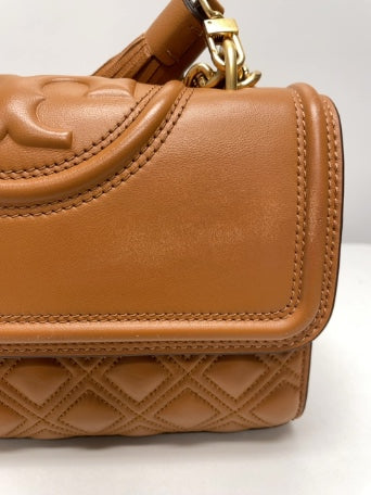 Tory Burch Handbag Camel Fleming Quilted As Is Wear on Front Small