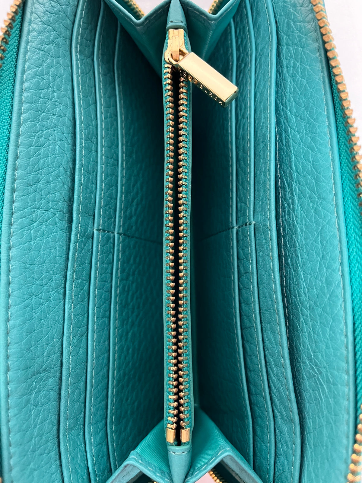 Tory Burch Wallet Teal Zip Around Logo