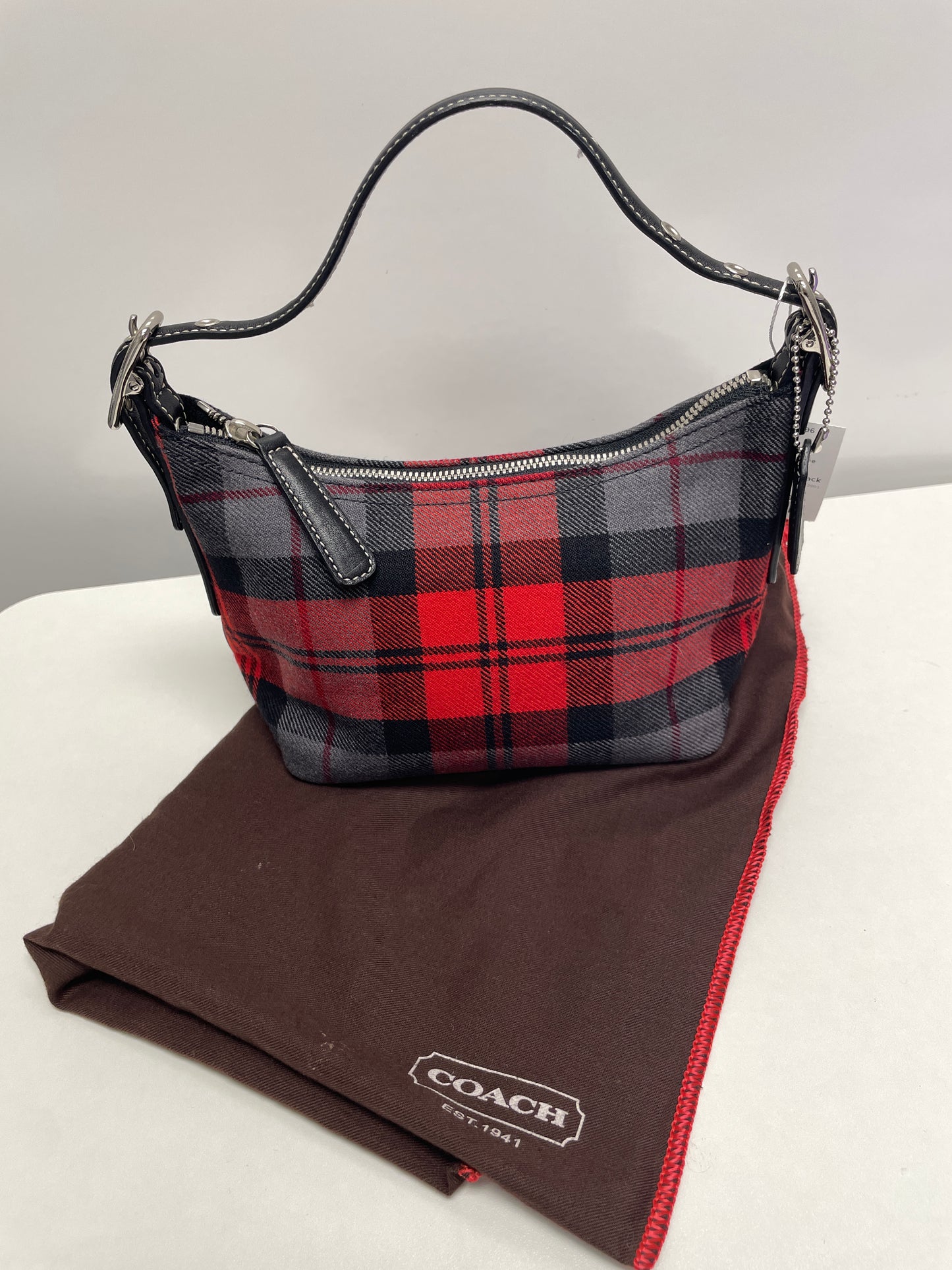 Coach Handbag Red & Black Hampton Tartan Plaid Demi Vintage 2001 8326