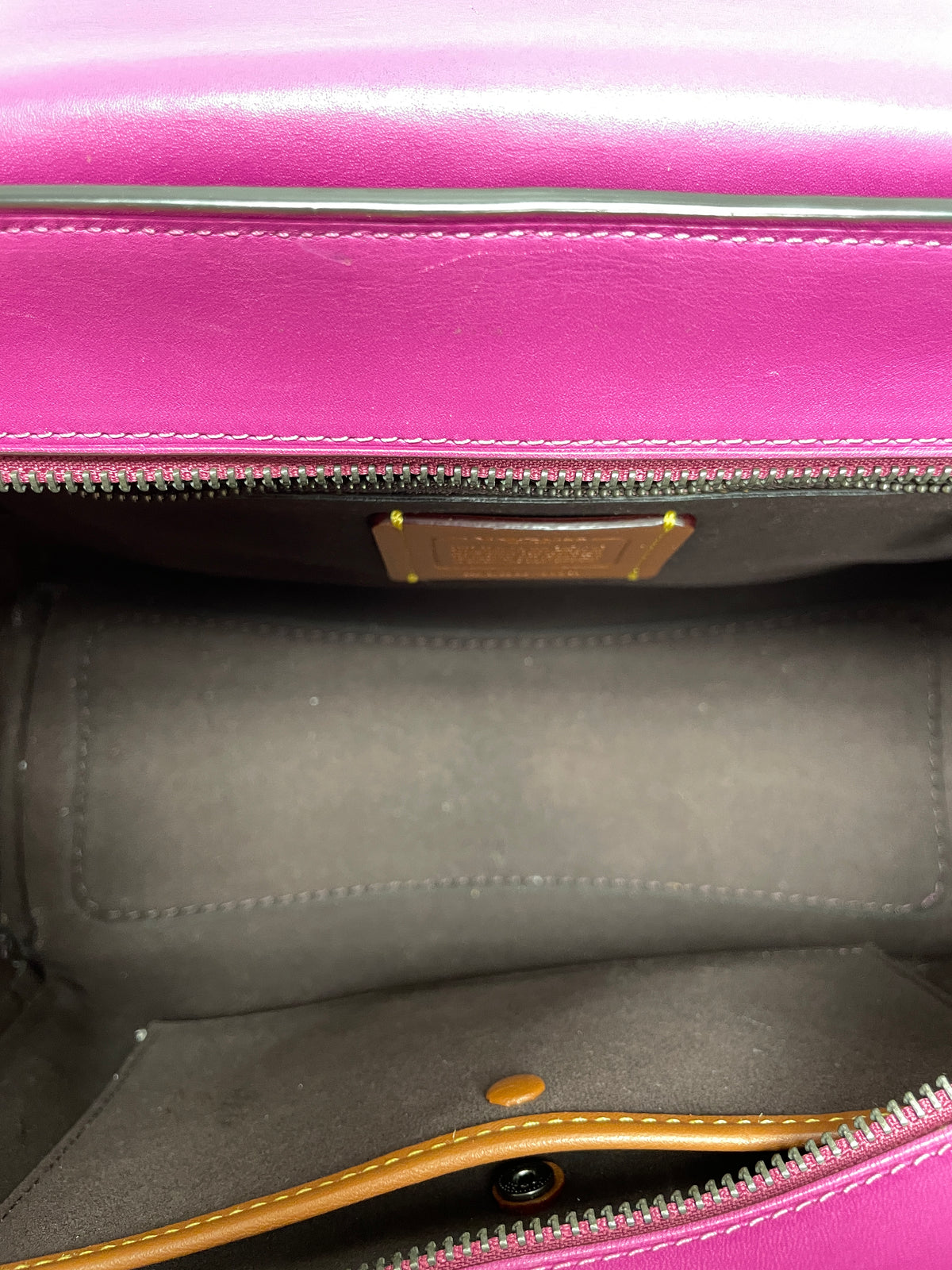Coach Handbag Hibiscus Multi Fuchsia Courier 1941 Carryall Colorblock 2019 w/dust bag As is: missing long strap and ball chain