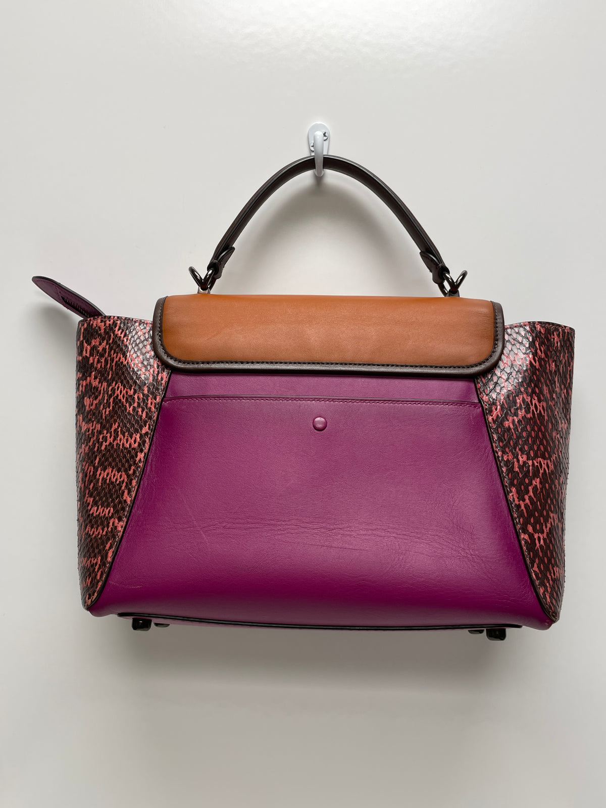 Coach Handbag Hibiscus Multi Fuchsia Courier 1941 Carryall Colorblock 2019 w/dust bag As is: missing long strap and ball chain