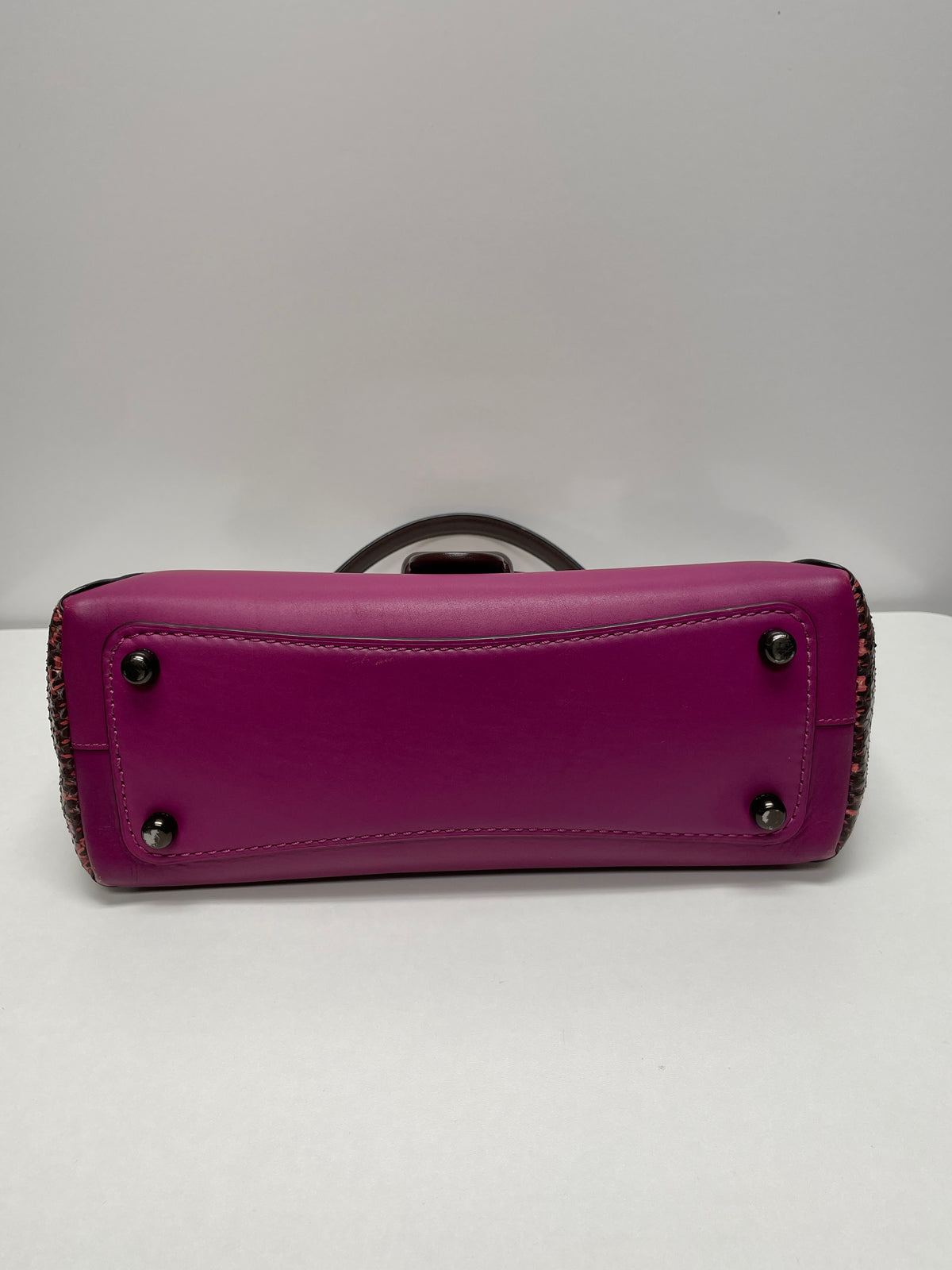 Coach Handbag Hibiscus Multi Fuchsia Courier 1941 Carryall Colorblock 2019 w/dust bag As is: missing long strap and ball chain