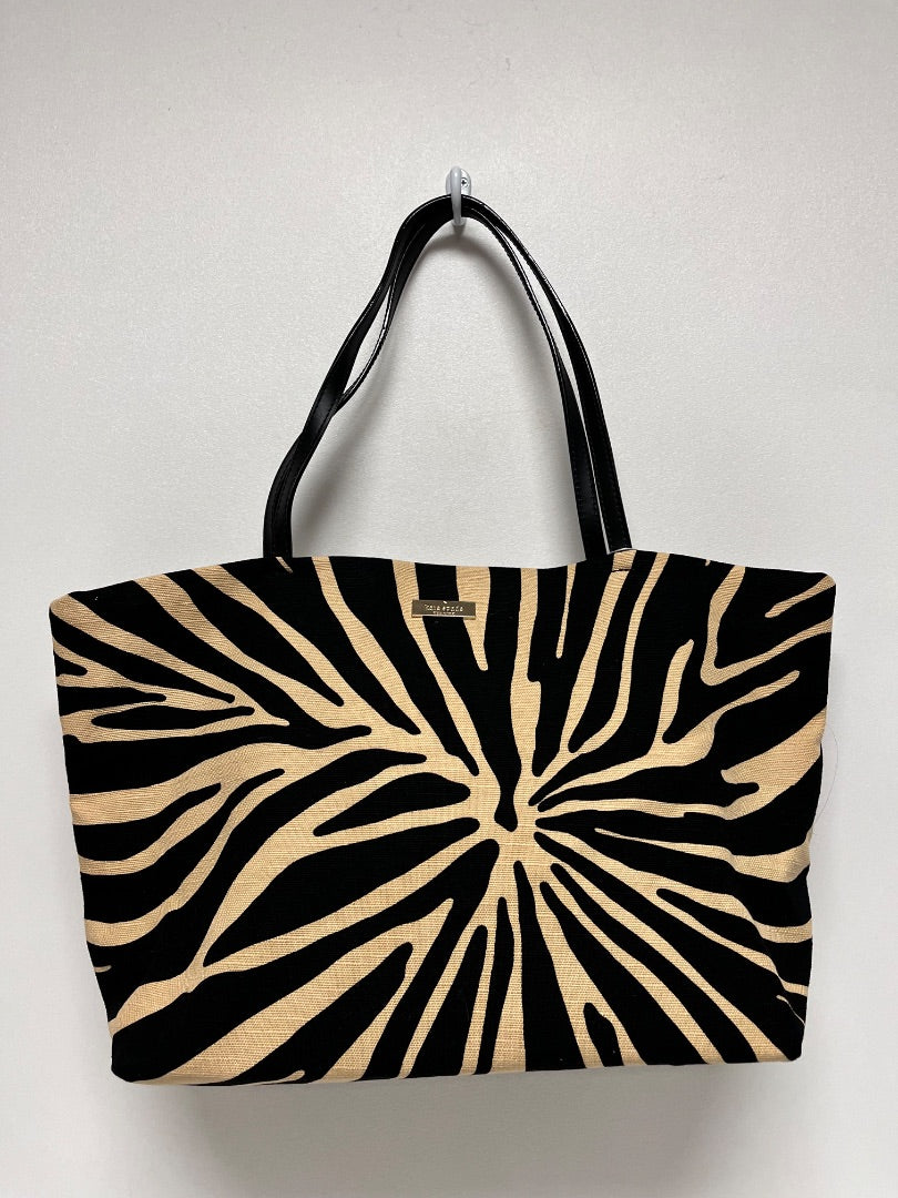 Kate Spade Handbag Black & Cream Storybook Lining Zebra Canvas Tote Y2K 2013