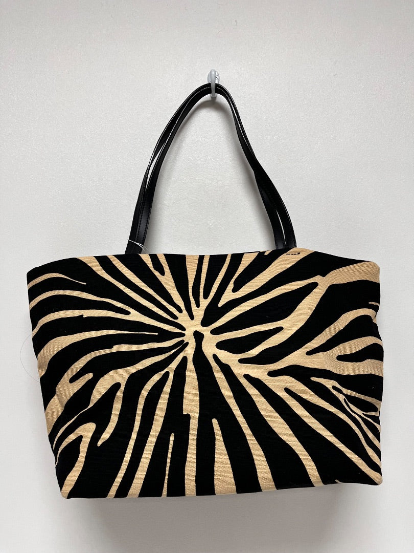 Kate Spade Handbag Black & Cream Storybook Lining Zebra Canvas Tote Y2K 2013