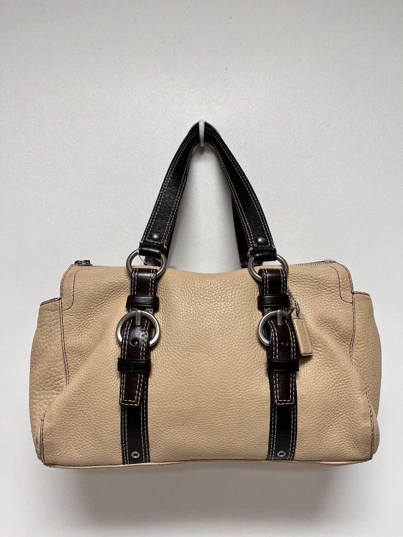Coach Handbag Cream & Brown Chelsea Zip Satchel 2007 Y2K F10887