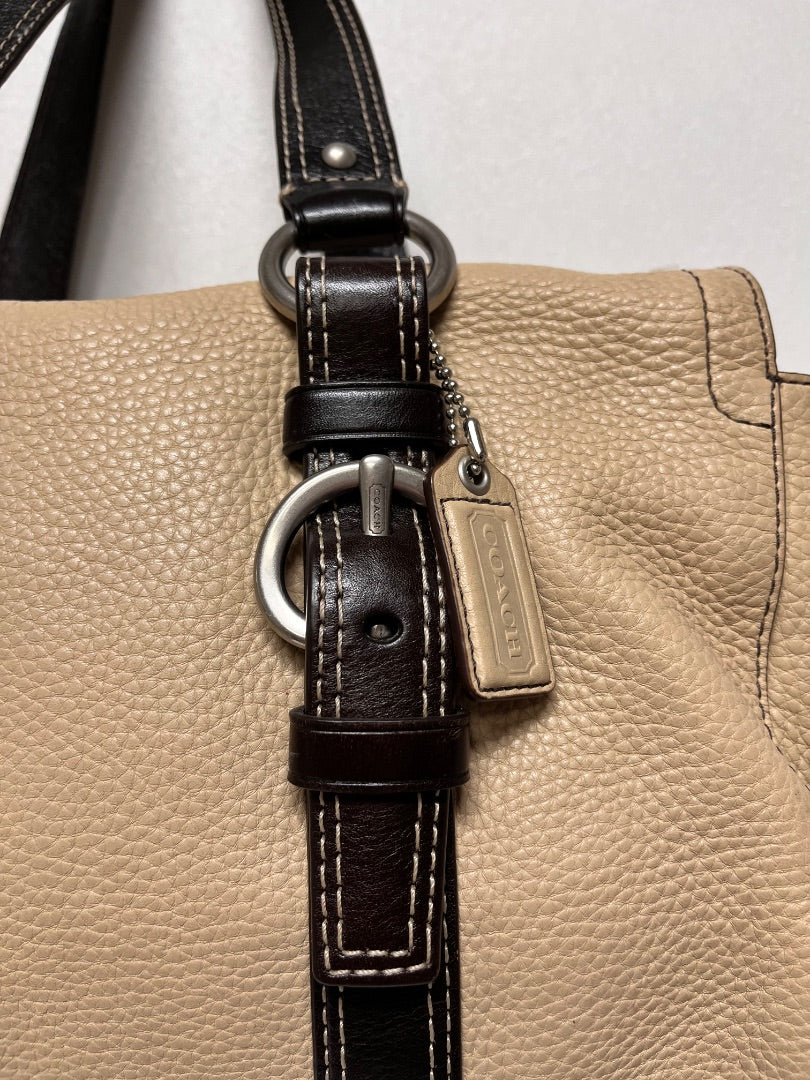 Coach Handbag Cream & Brown Chelsea Zip Satchel 2007 Y2K F10887