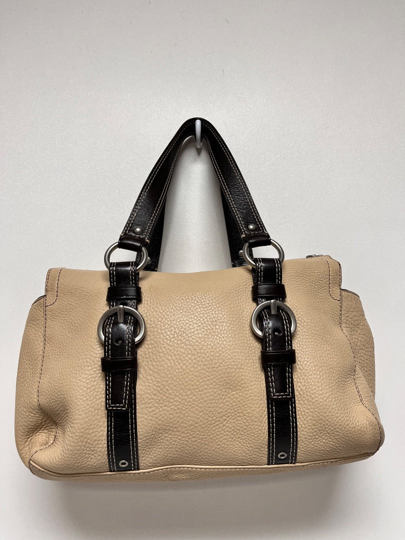 Coach Handbag Cream & Brown Chelsea Zip Satchel 2007 Y2K F10887