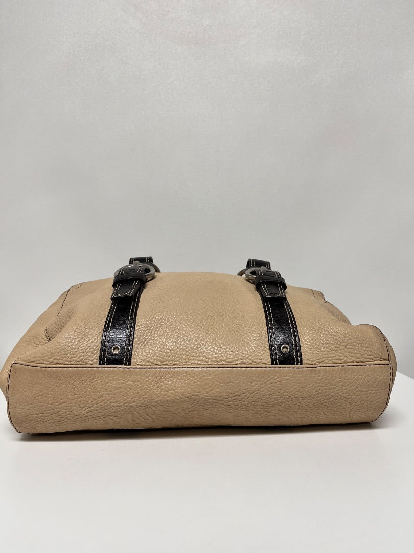 Coach Handbag Cream & Brown Chelsea Zip Satchel 2007 Y2K F10887