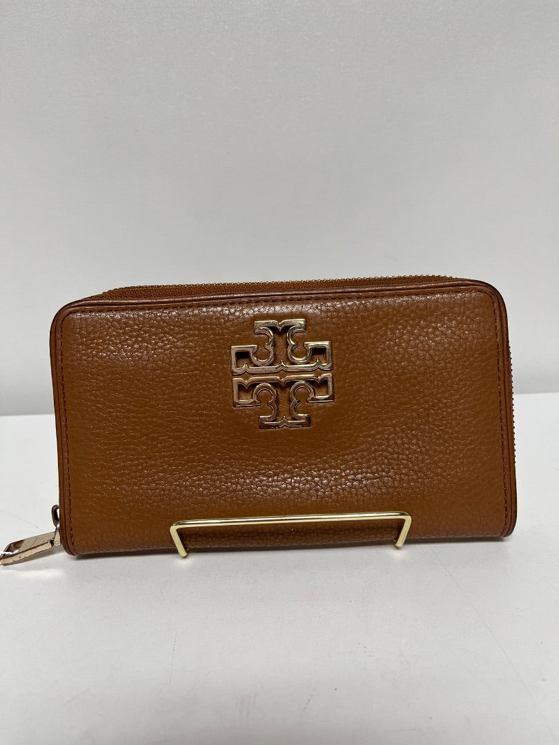Tory Burch Wallet Camel Logo Long Zip (as is hardware)
