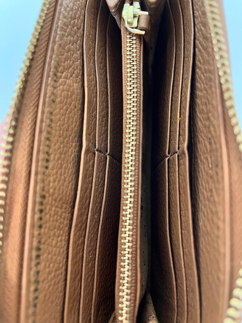 Tory Burch Wallet Camel Logo Long Zip (as is hardware)