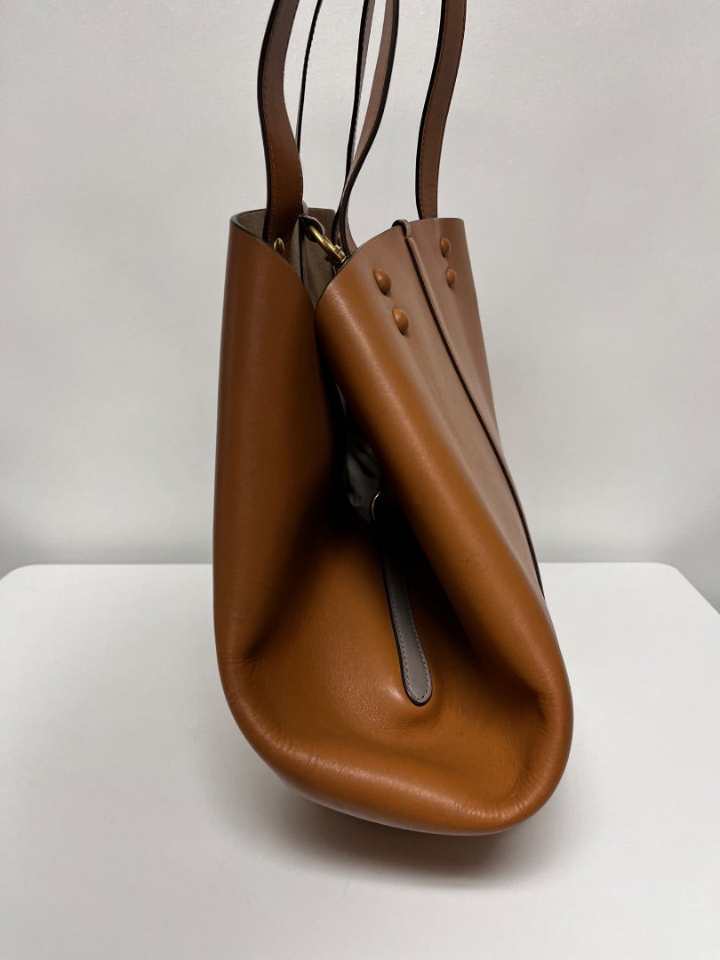 Tory Burch Handbag Tan Sete Tote Kobicha Oragami-inspired