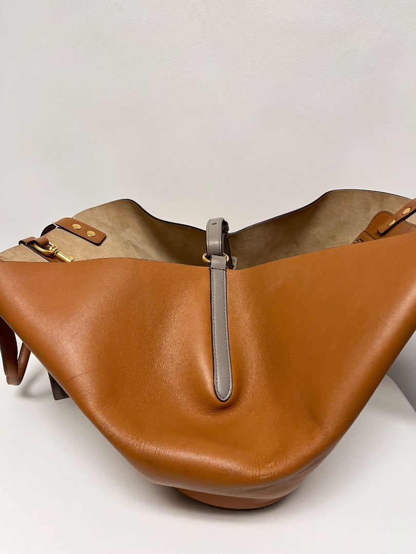 Tory Burch Handbag Tan Sete Tote Kobicha Oragami-inspired