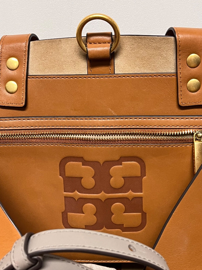 Tory Burch Handbag Tan Sete Tote Kobicha Oragami-inspired