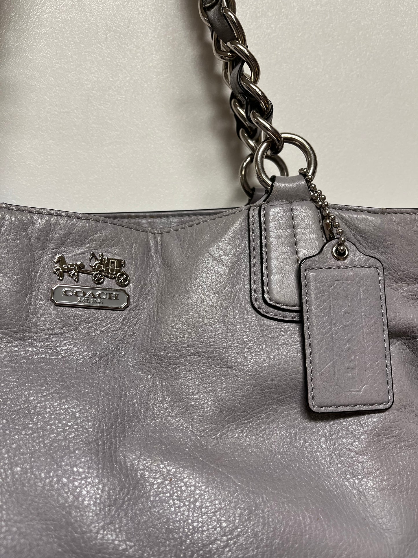 Coach Handbag Gray Madison 2012 (as is corners, handles)