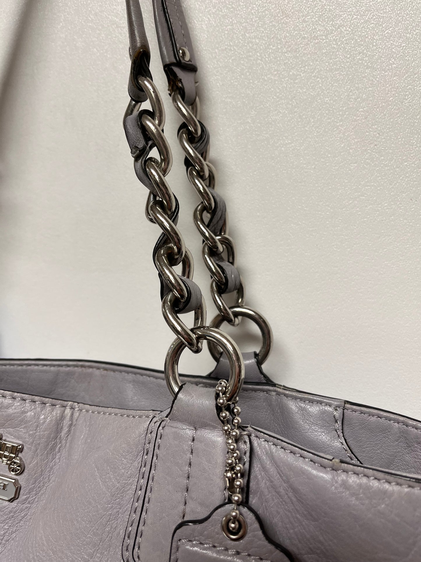 Coach Handbag Gray Madison 2012 (as is corners, handles)