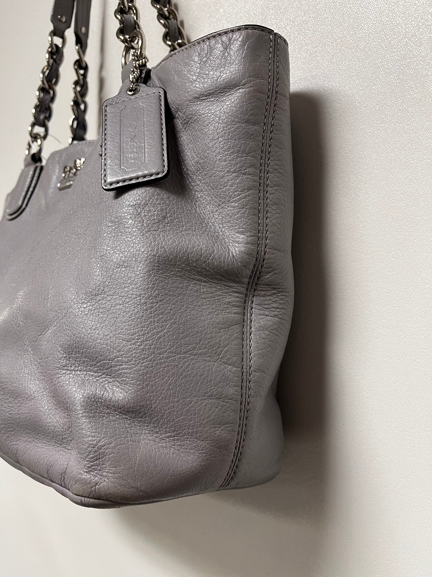Coach Handbag Gray Madison 2012 (as is corners, handles)
