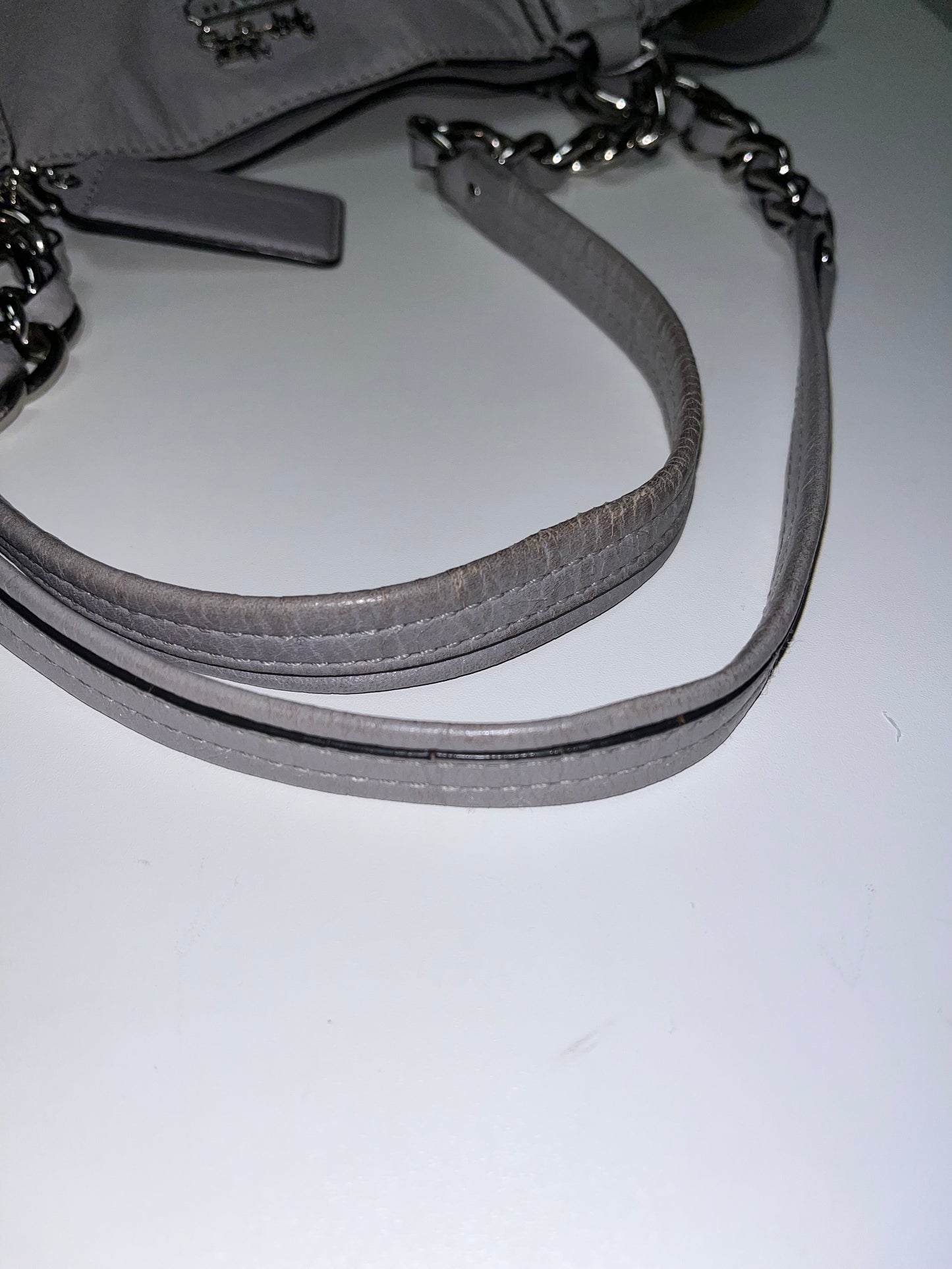 Coach Handbag Gray Madison 2012 (as is corners, handles)