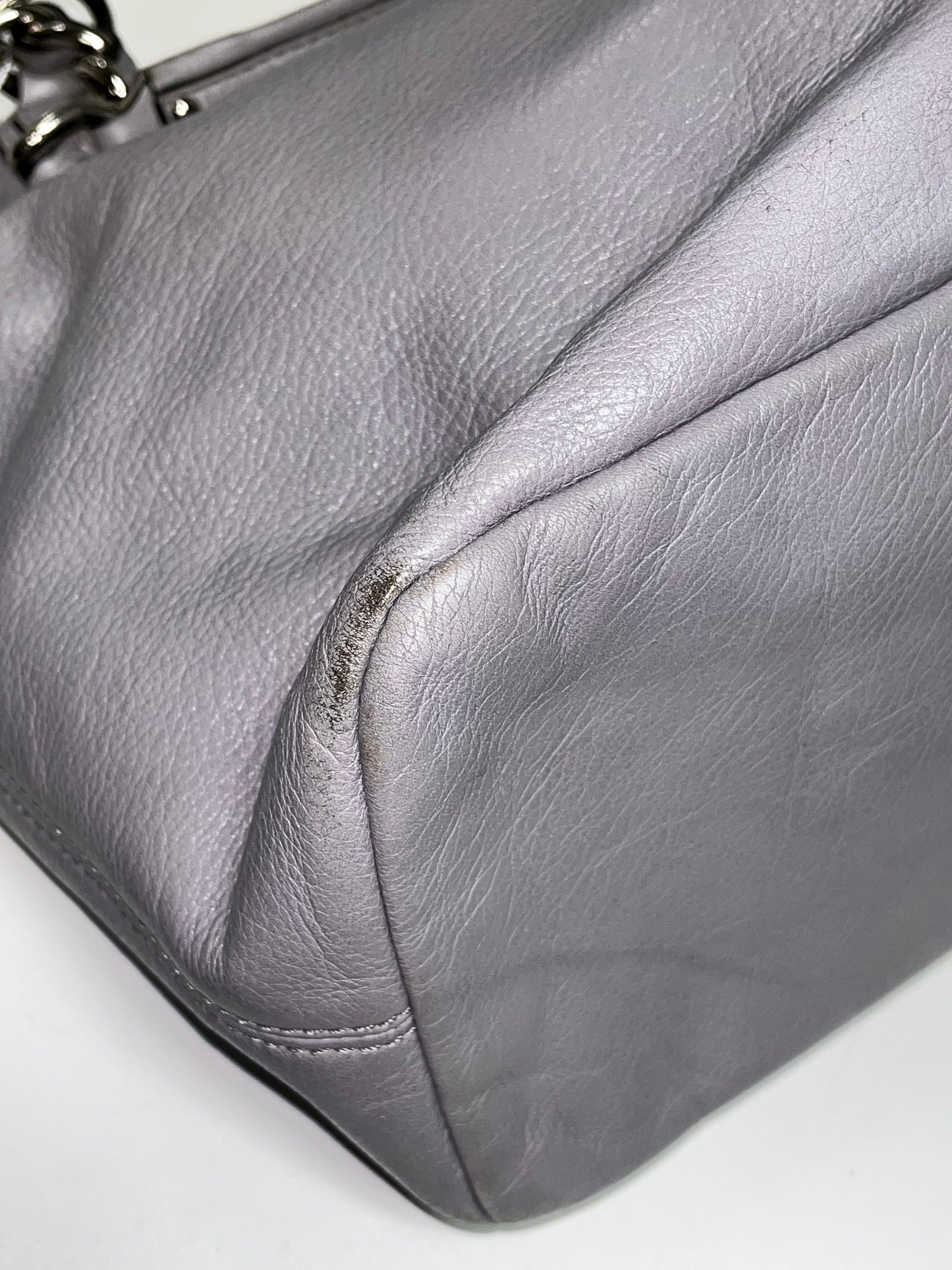 Coach Handbag Gray Madison 2012 (as is corners, handles)