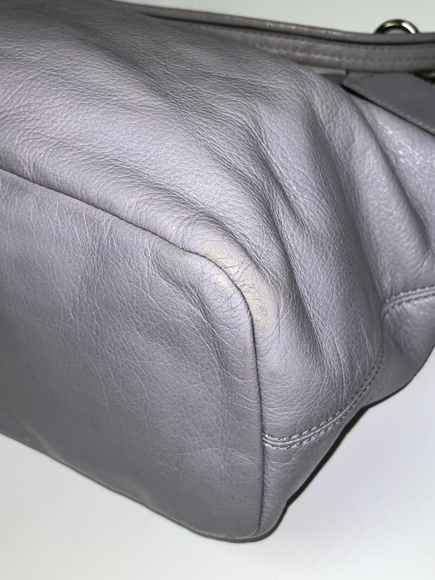 Coach Handbag Gray Madison 2012 (as is corners, handles)