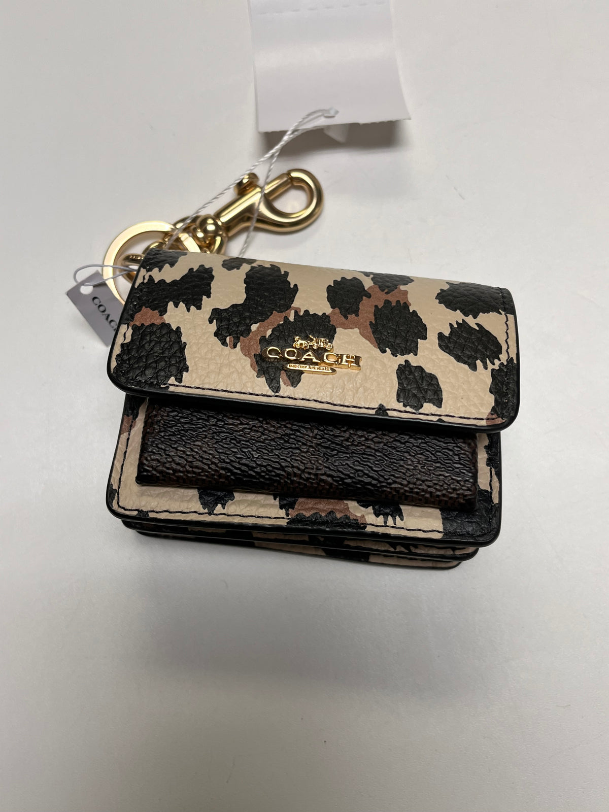 Coach Bag Charm Leopard Klare Signature NWT