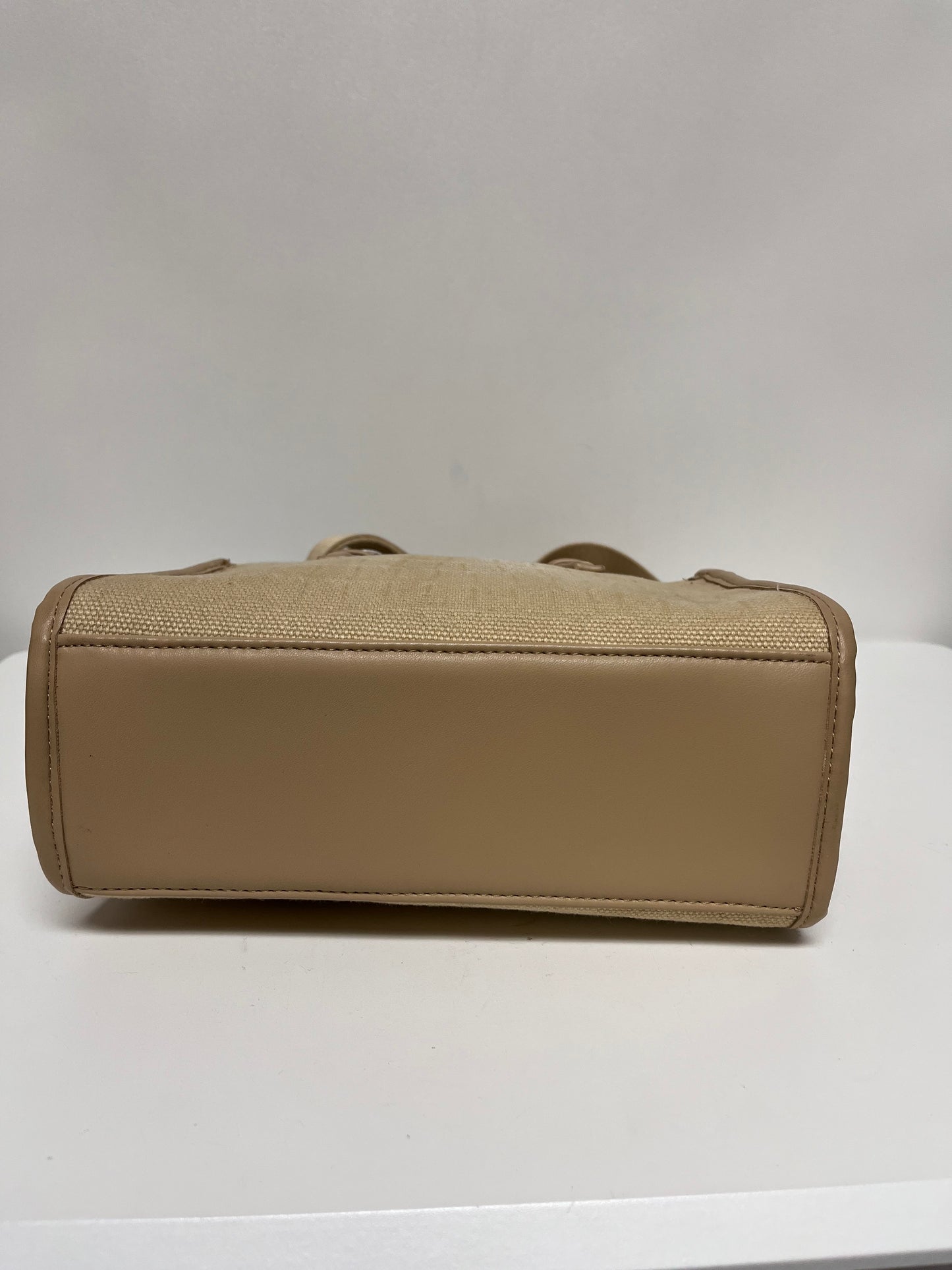 Zara Handbag Tan Fabric Mini Tote