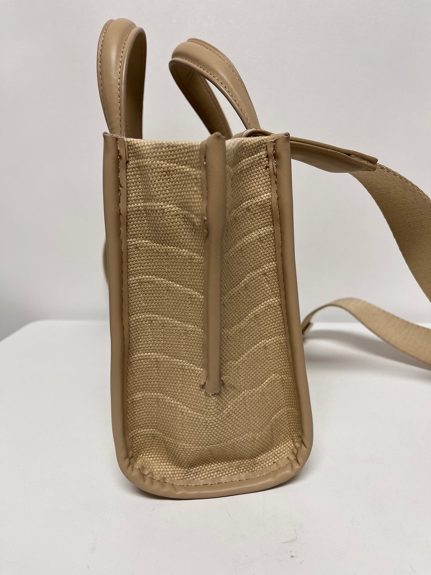 Zara Handbag Tan Fabric Mini Tote