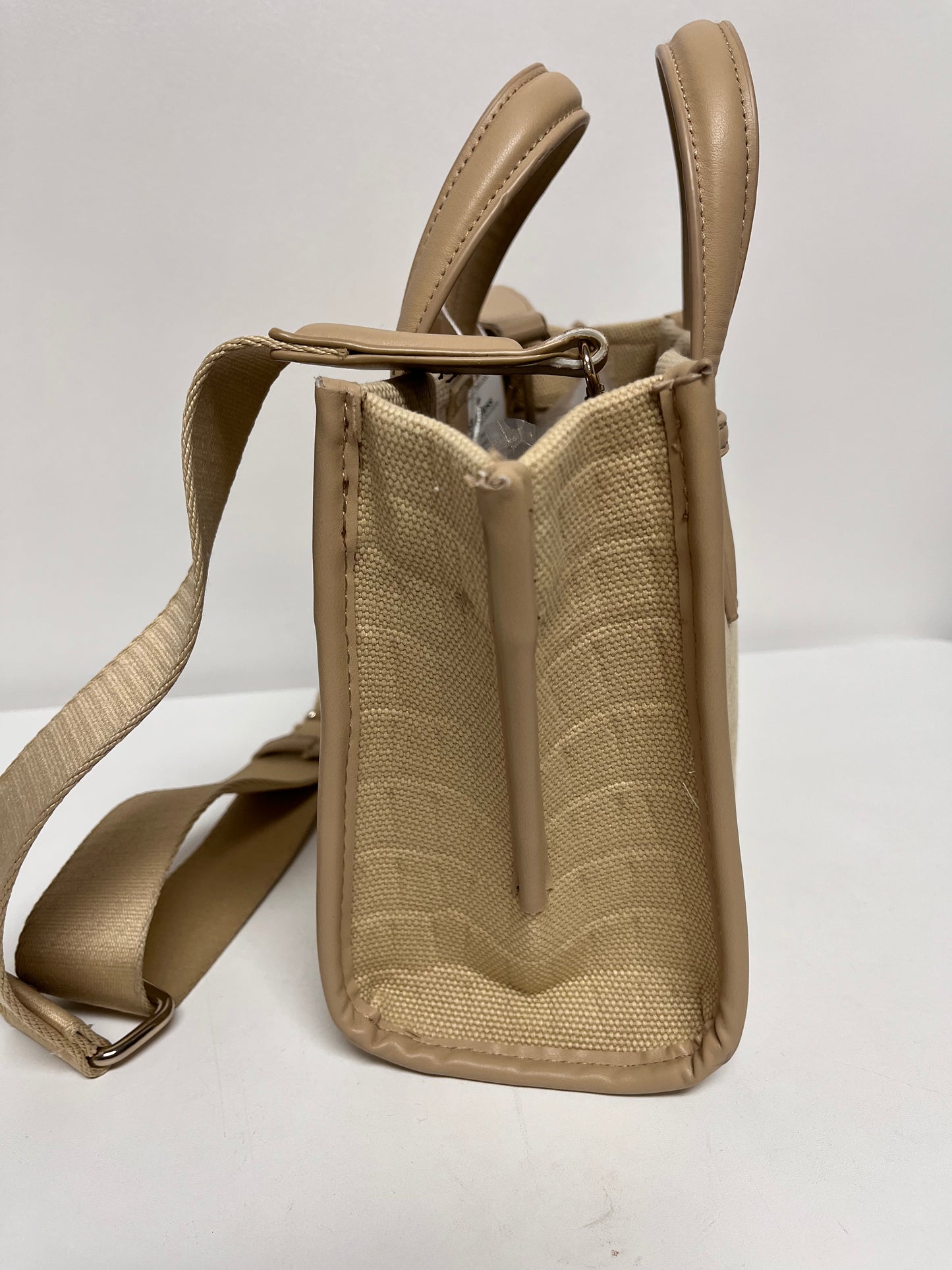 Zara Handbag Tan Fabric Mini Tote