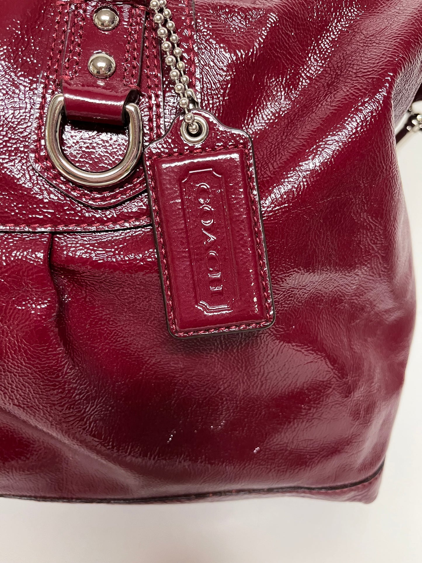 Coach Handbag Dark Red Ashley Patent Leather Satchel 2011