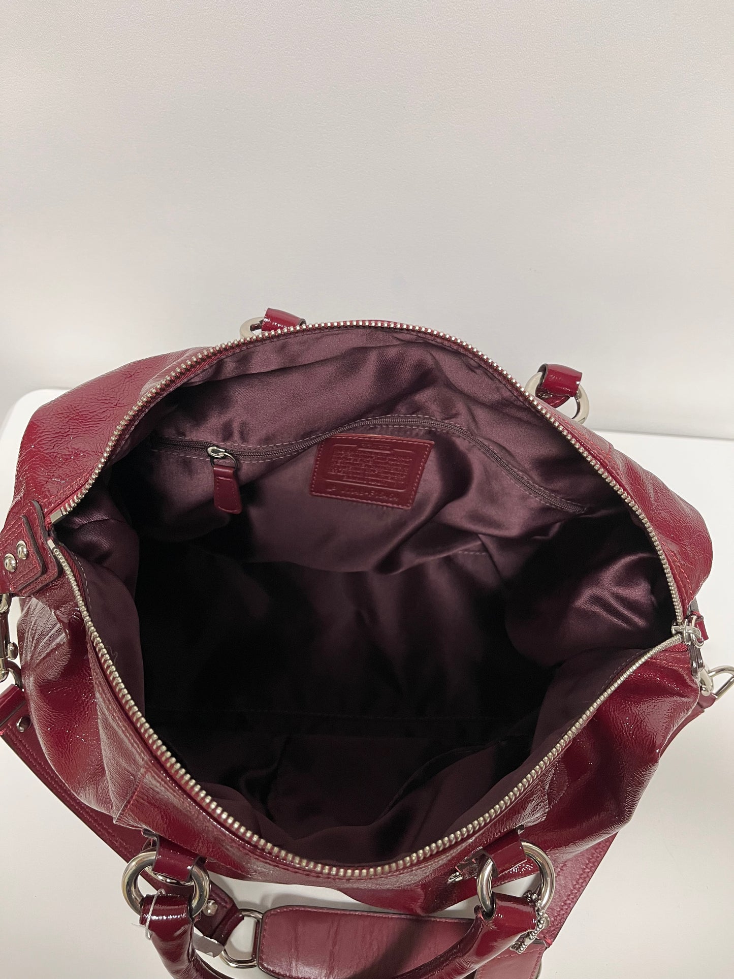 Coach Handbag Dark Red Ashley Patent Leather Satchel 2011