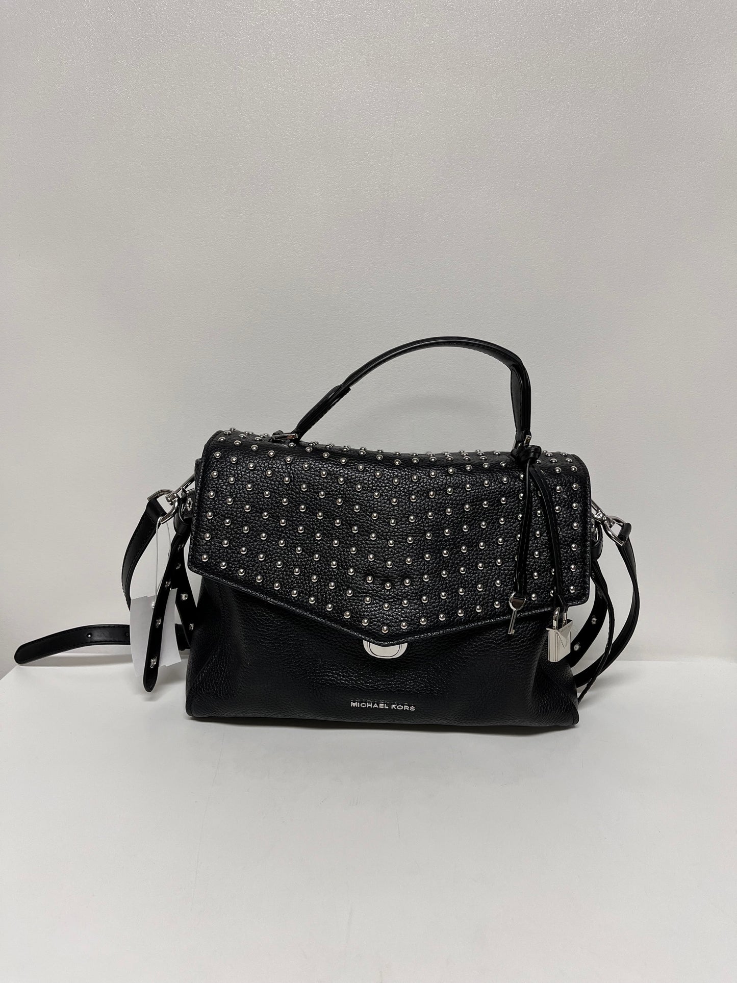 Michael Kors Handbag Black & Silver Bristol Satchel Dome Studs Medium