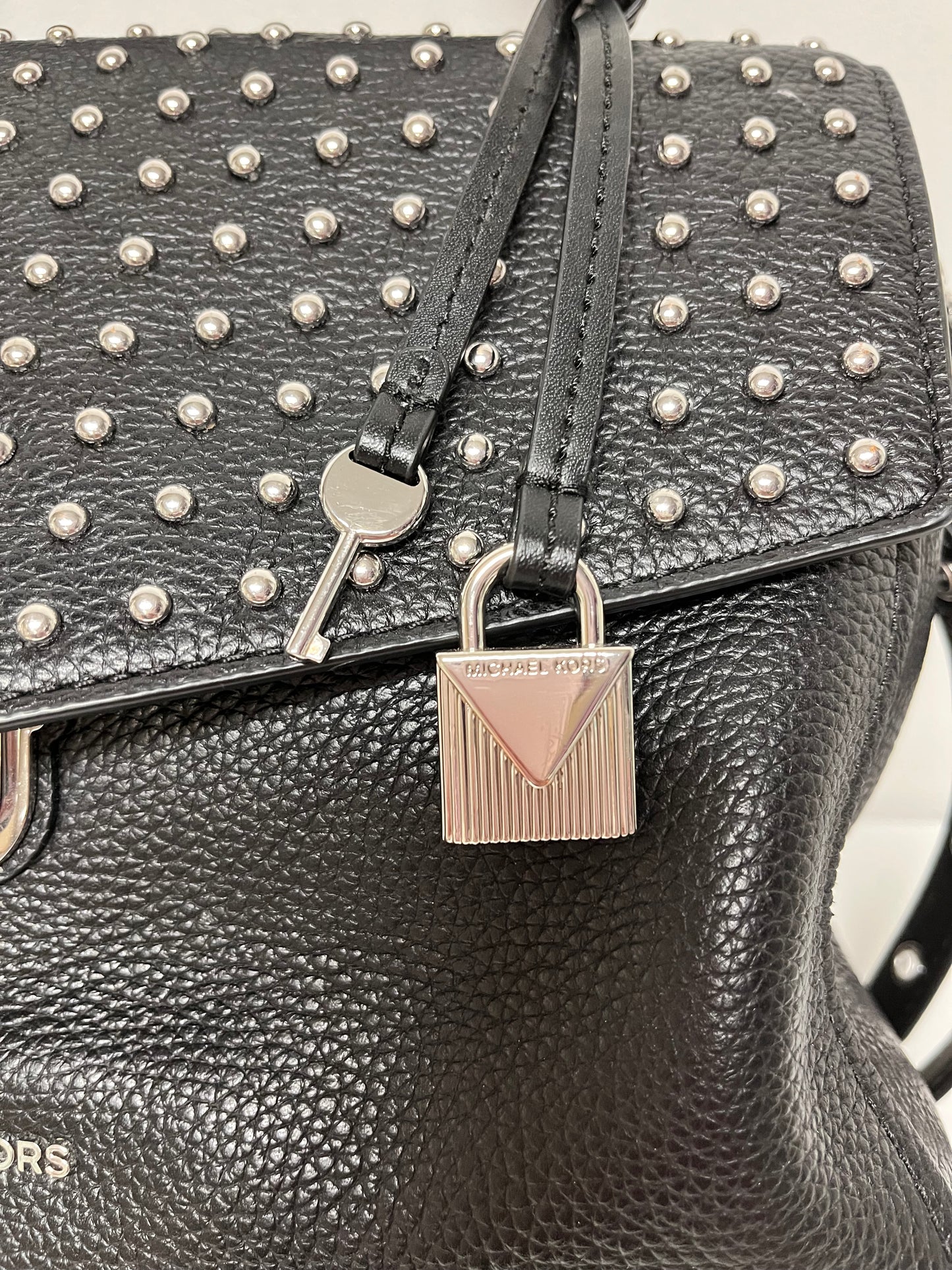 Michael Kors Handbag Black & Silver Bristol Satchel Dome Studs Medium