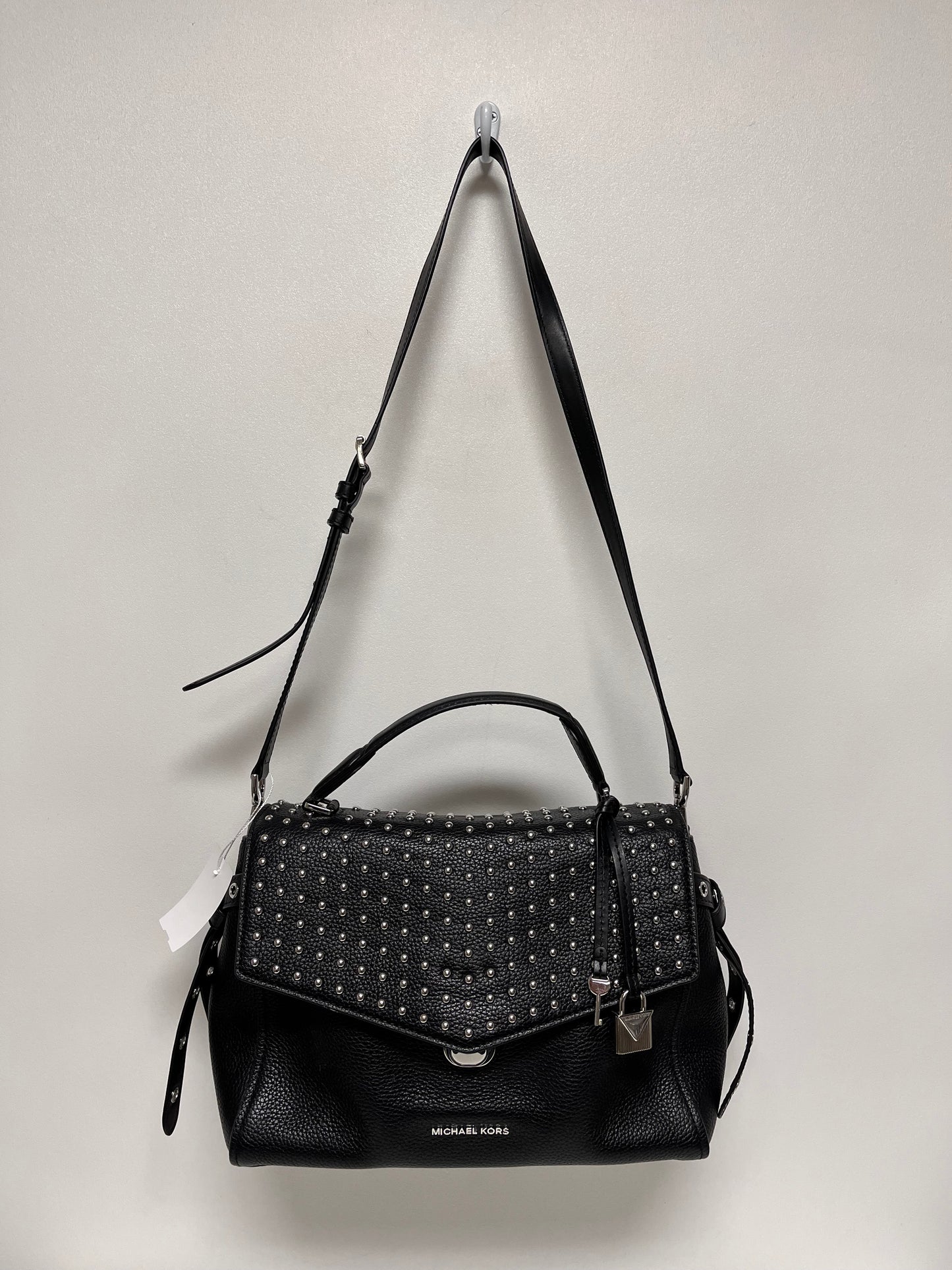 Michael Kors Handbag Black & Silver Bristol Satchel Dome Studs Medium