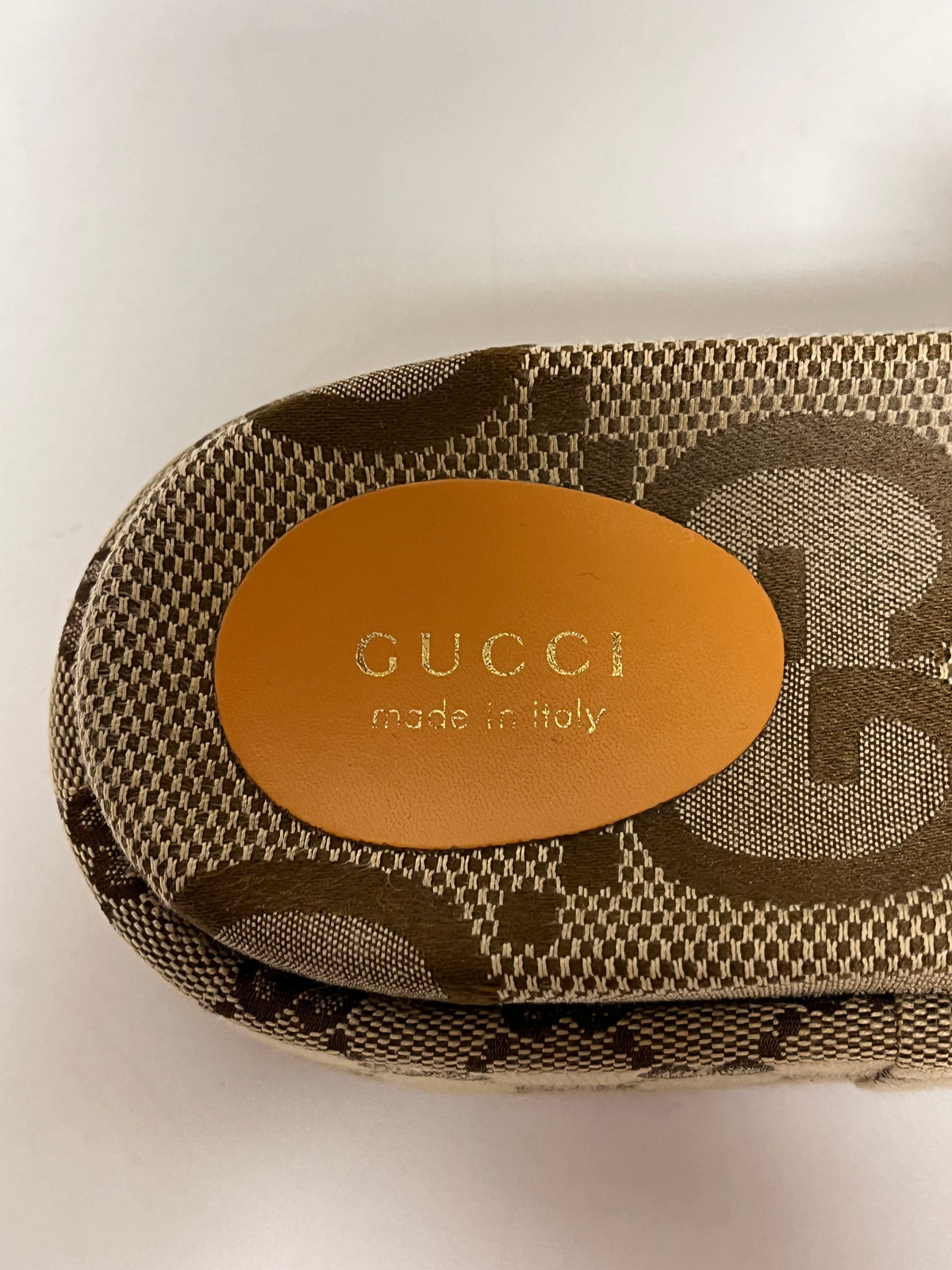 Gucci Sandals Beige & Brown Platform Slides 39 GG Logo 9