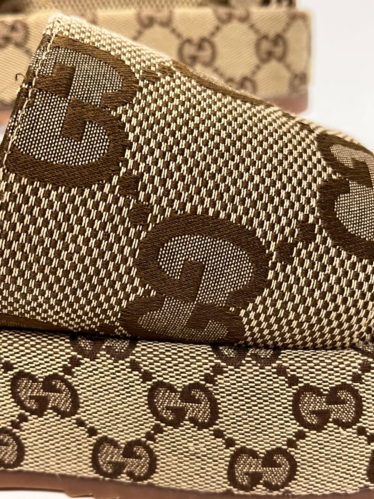 Gucci Sandals Beige & Brown Platform Slides 39 GG Logo 9