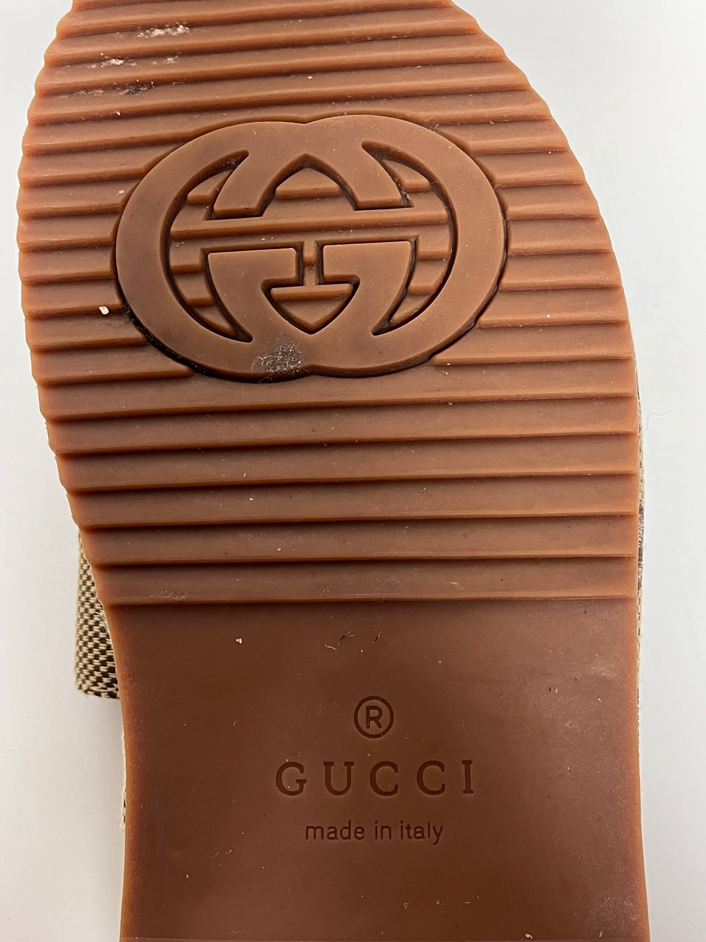 Gucci Sandals Beige & Brown Platform Slides 39 GG Logo 9