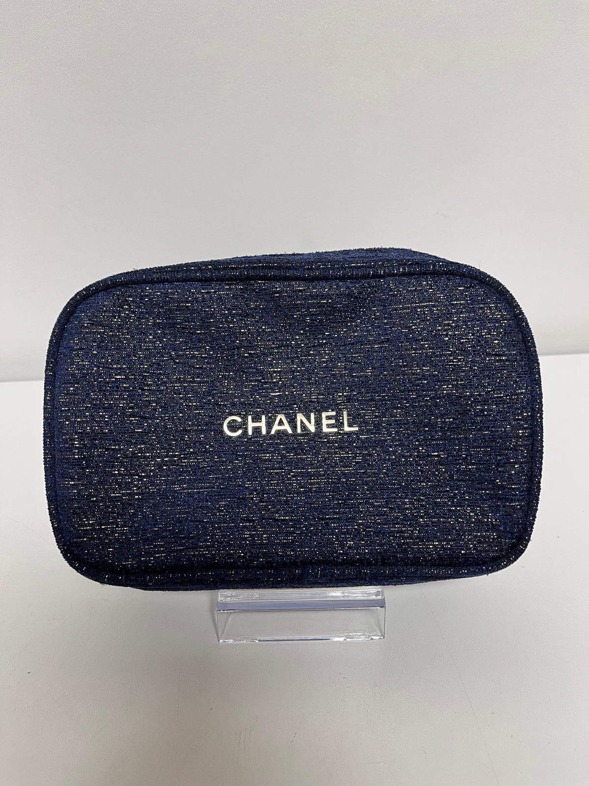 Chanel Cosmetic Bag Navy & Gold Sparkle Pouch