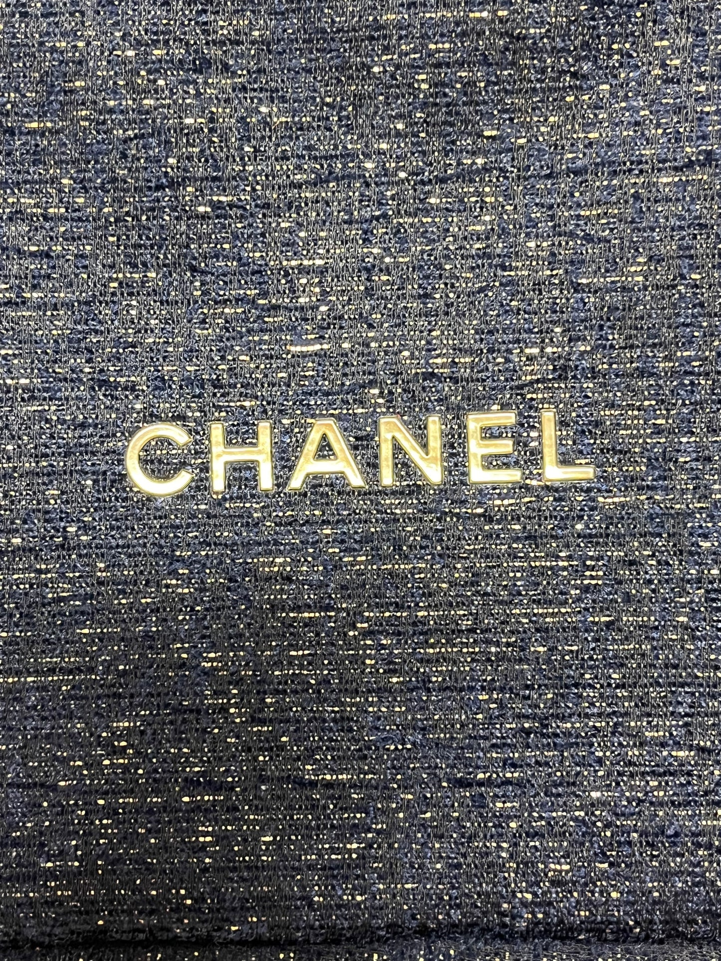 Chanel Cosmetic Bag Navy & Gold Sparkle Pouch