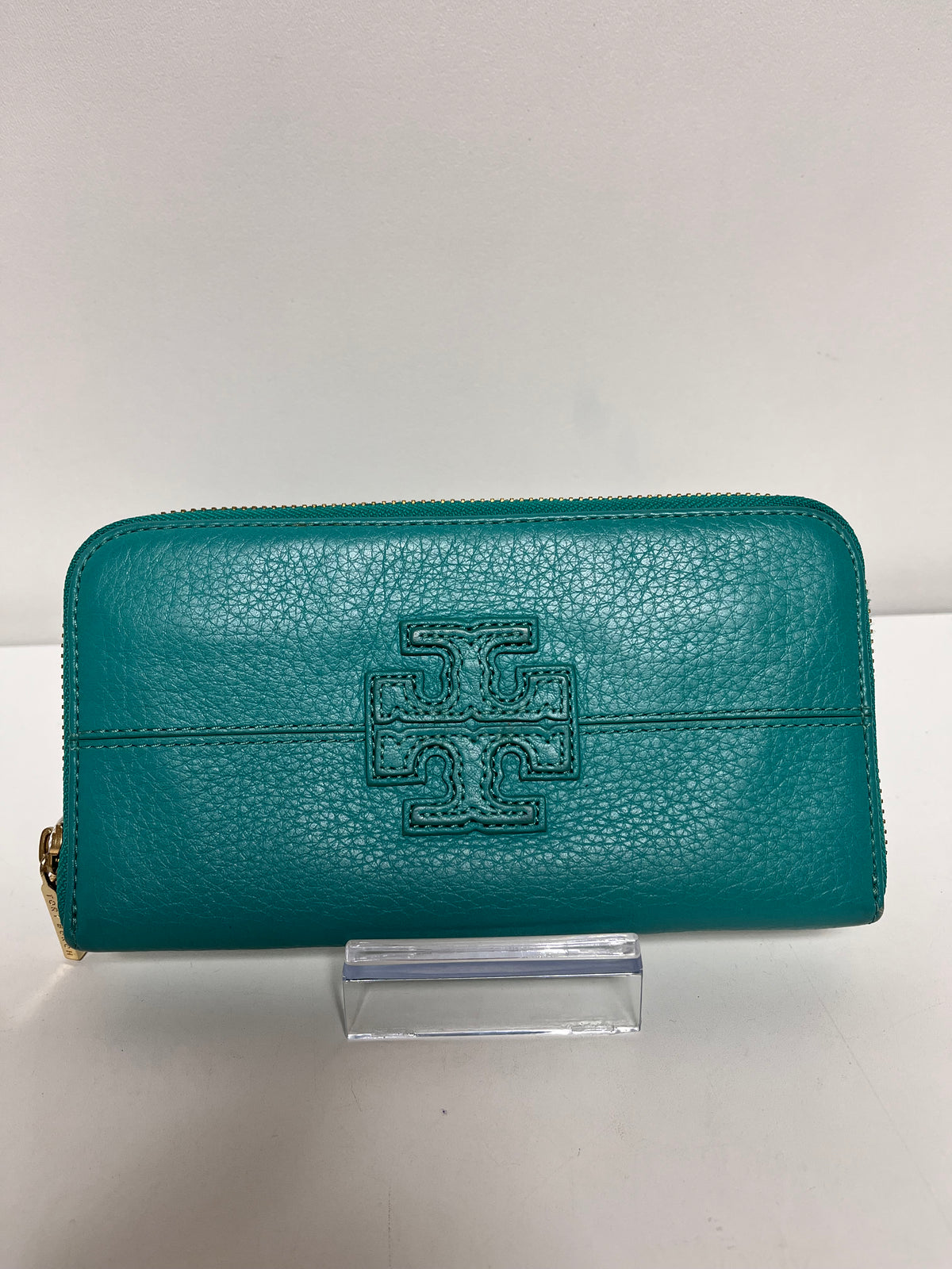 Tory Burch Wallet Teal Zip Around Logo