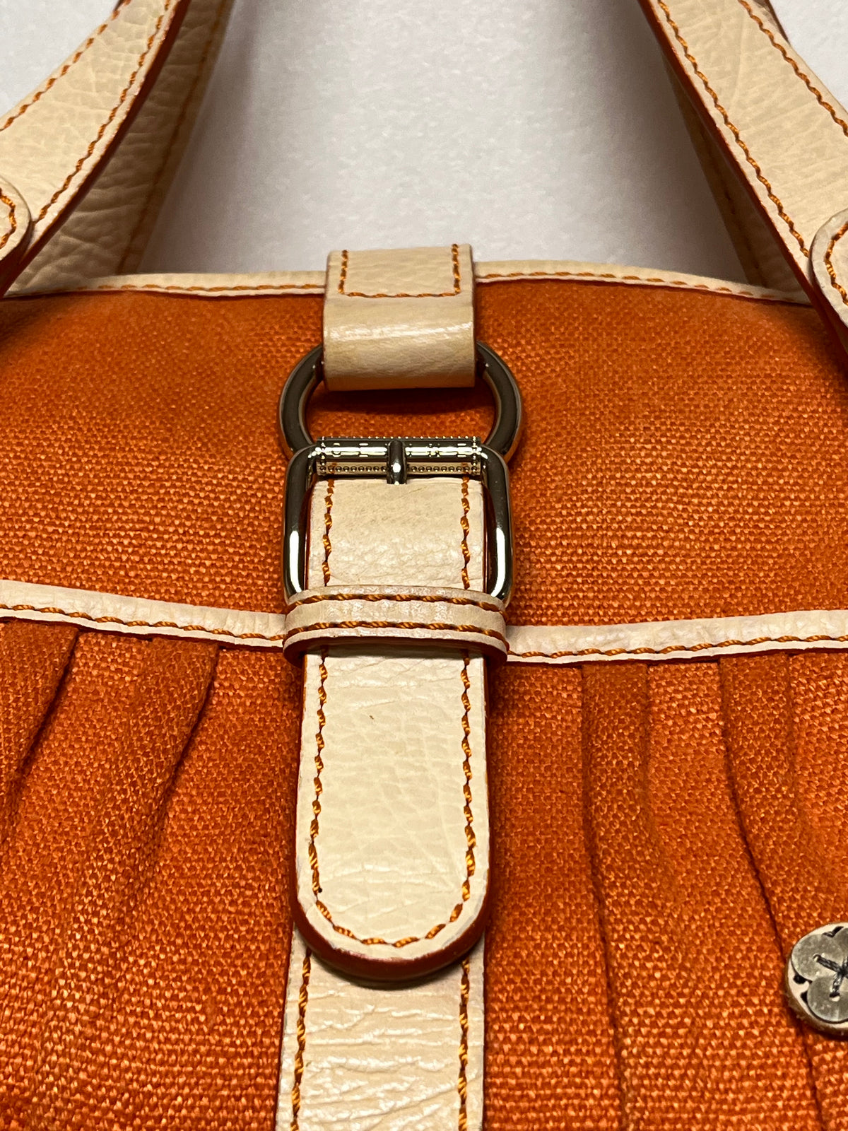 Celine Handbag Orange Vintage Canvas Triomphe Pleated Tassel Y2K