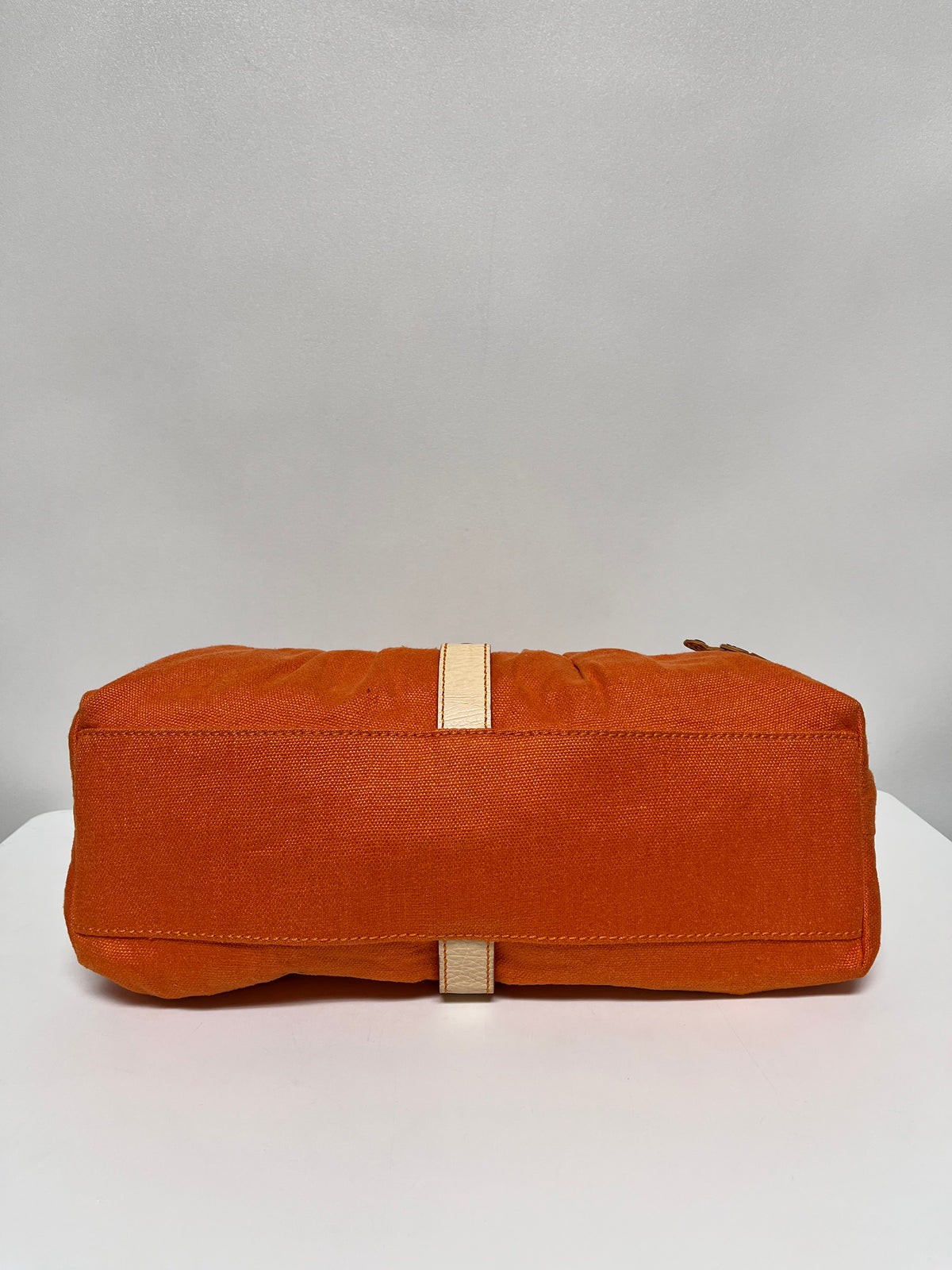 Celine Handbag Orange Vintage Canvas Triomphe Pleated Tassel Y2K