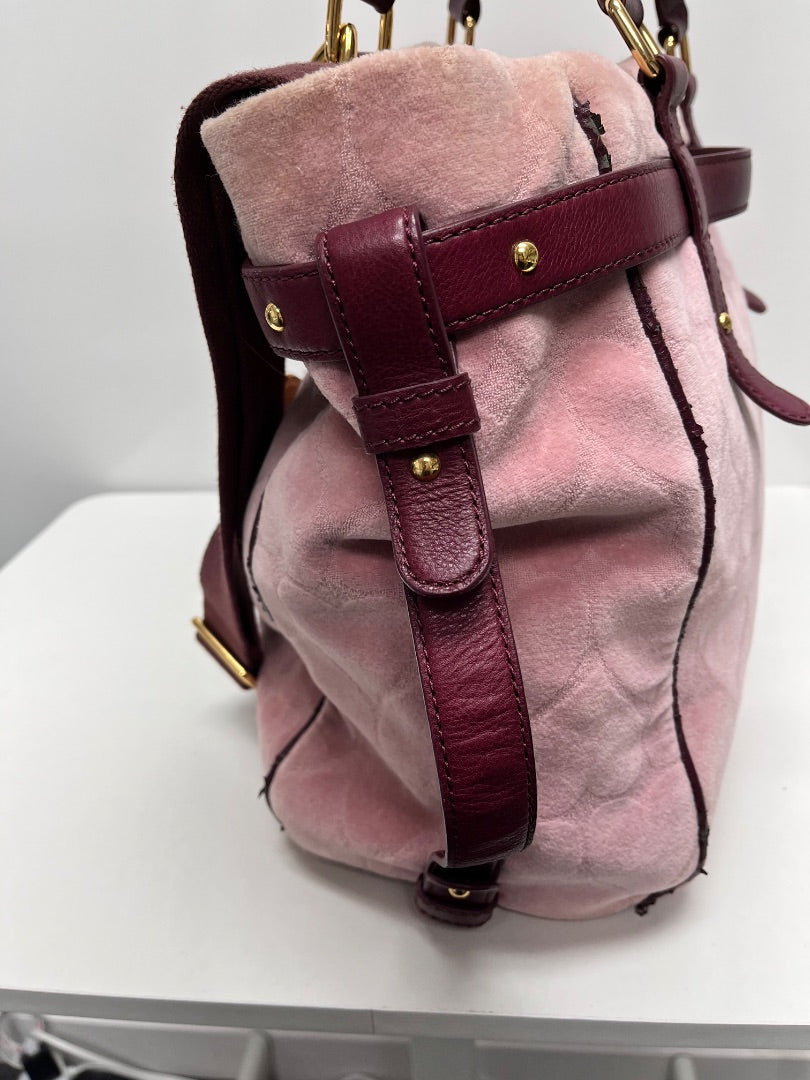 Juicy Couture Duffle Pink Daydreamer Velour Tote Y2K 2010 (as is) Peeling and stains