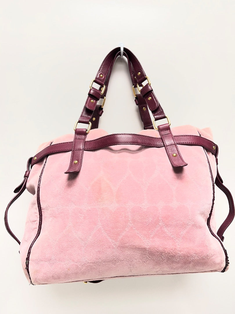 Juicy Couture Duffle Pink Daydreamer Velour Tote Y2K 2010 (as is) Peeling and stains