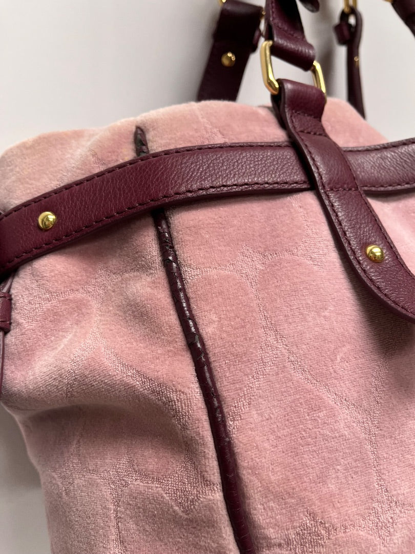 Juicy Couture Duffle Pink Daydreamer Velour Tote Y2K 2010 (as is) Peeling and stains