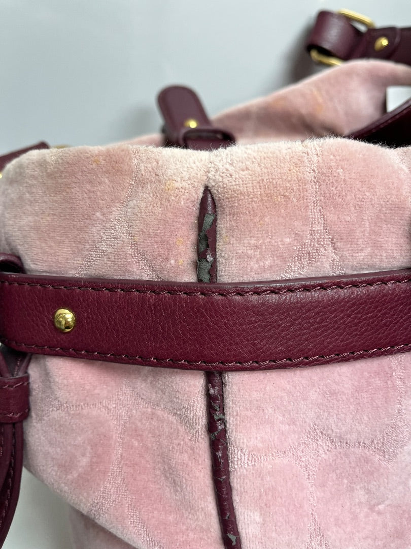 Juicy Couture Duffle Pink Daydreamer Velour Tote Y2K 2010 (as is) Peeling and stains