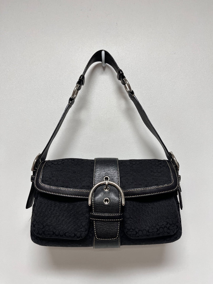 Coach Handbag Black Vintage Soho Signature Y2K Flap Buckle 2005 1463