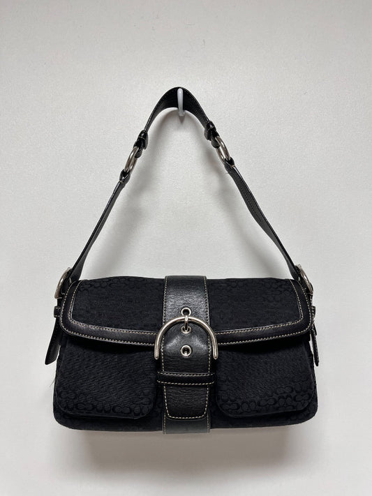 Coach Handbag Black Vintage Soho Signature Y2K Flap Buckle 2005 1463
