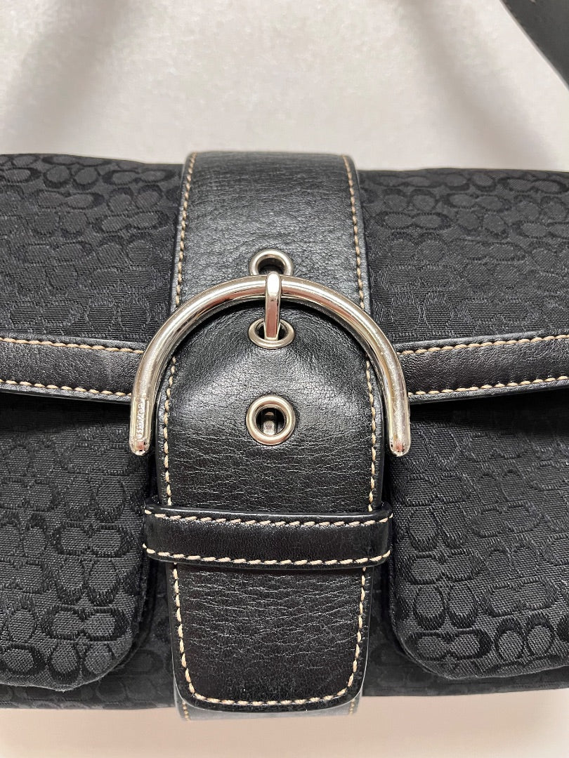 Coach Handbag Black Vintage Soho Signature Y2K Flap Buckle 2005 1463