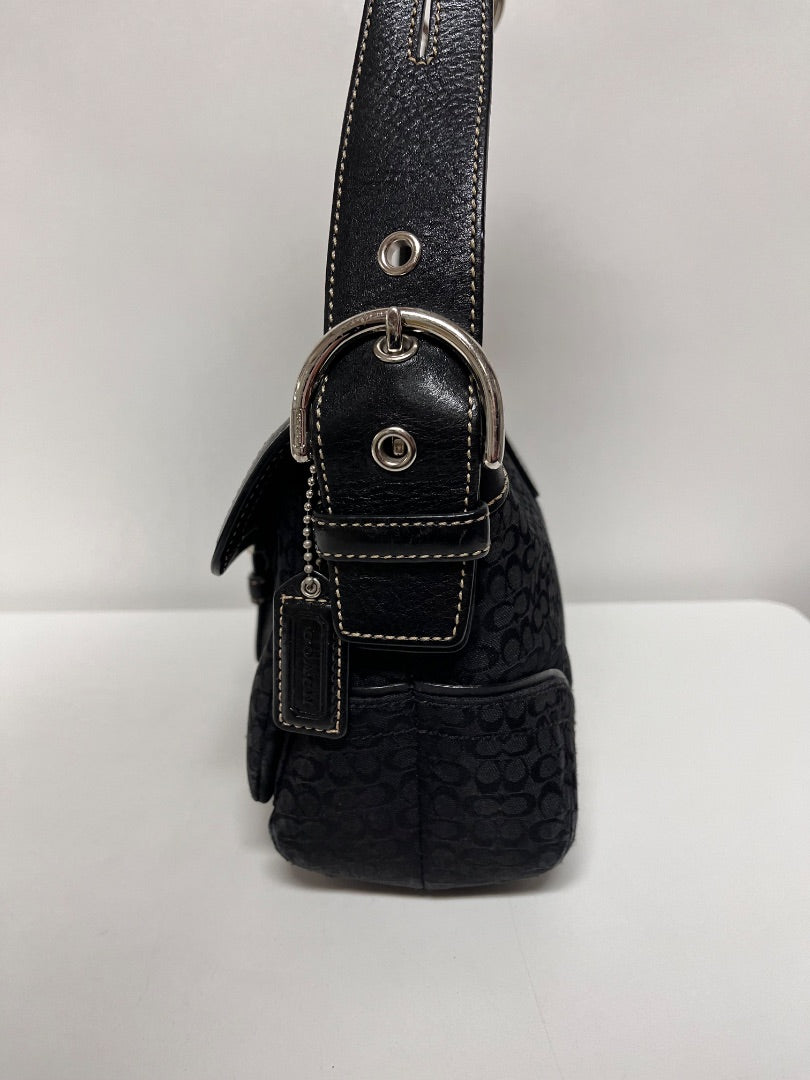 Coach Handbag Black Vintage Soho Signature Y2K Flap Buckle 2005 1463