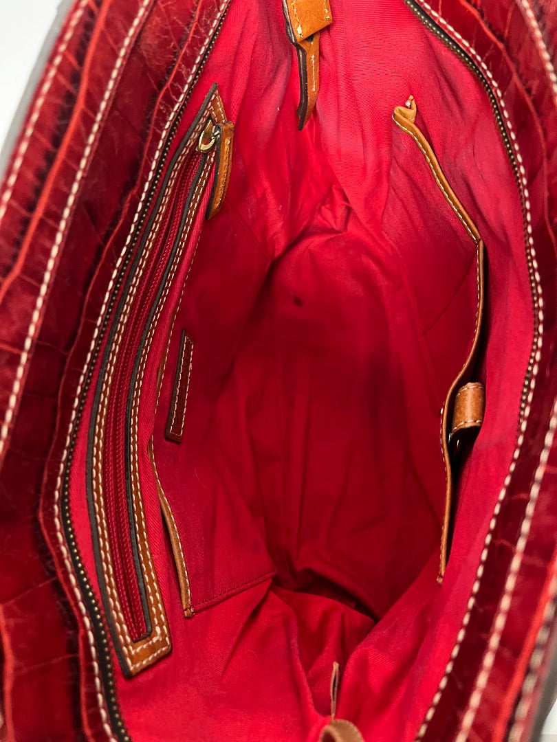 Dooney & Bourke Handbag Red Crocodile Embossed Tote